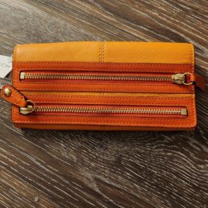 Coach: Bonnie Leather Zip Slim Envelope Wallet Color: Orange